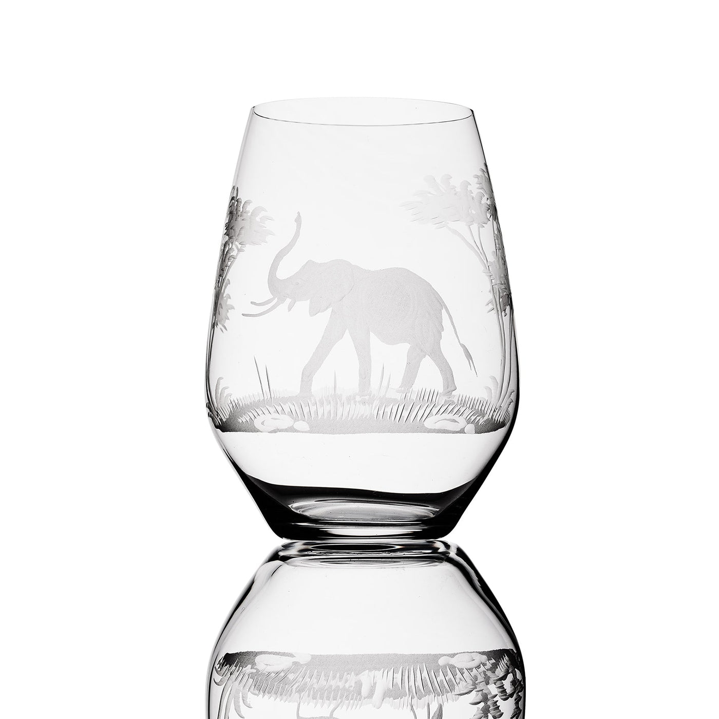 African Stemless Wine Glass - Elephant