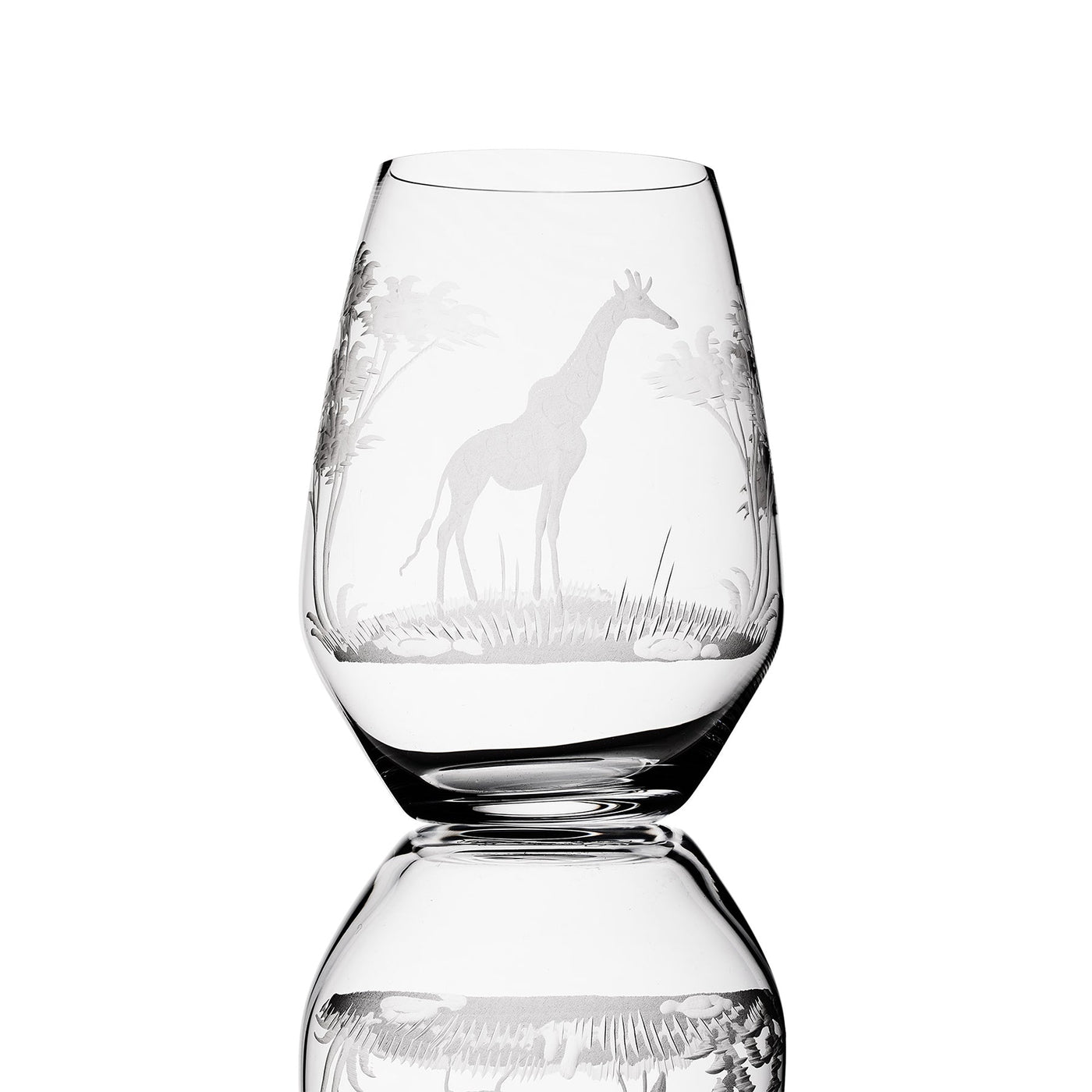 African Stemless Wine Glass - Giraffe