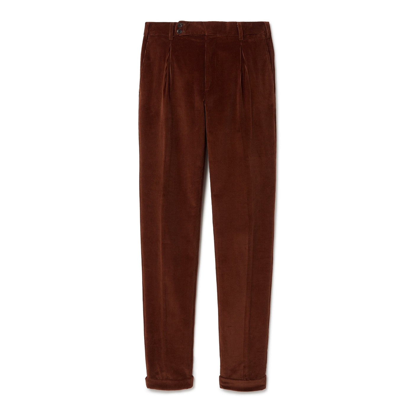 Italian Corduroy Scissor Pleat Trouser - Rust