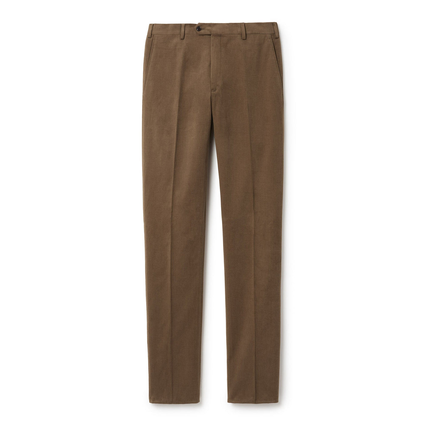 Brushed Twill Flat Front Trouser - Tan