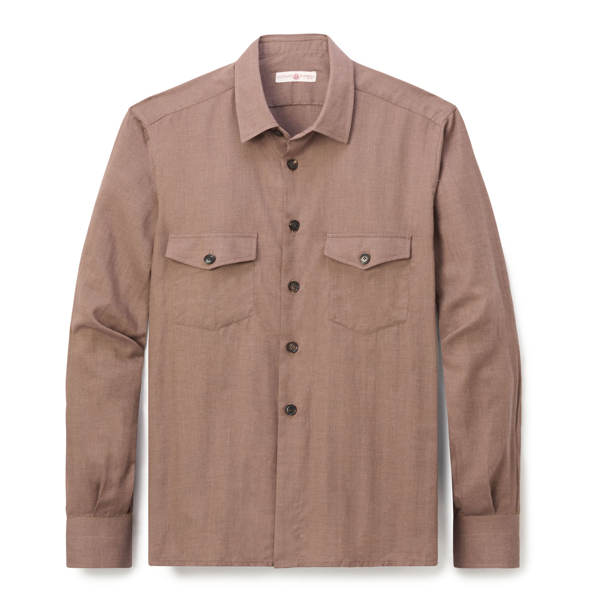 Brushed Cotton Safari Overshirt - Rust
