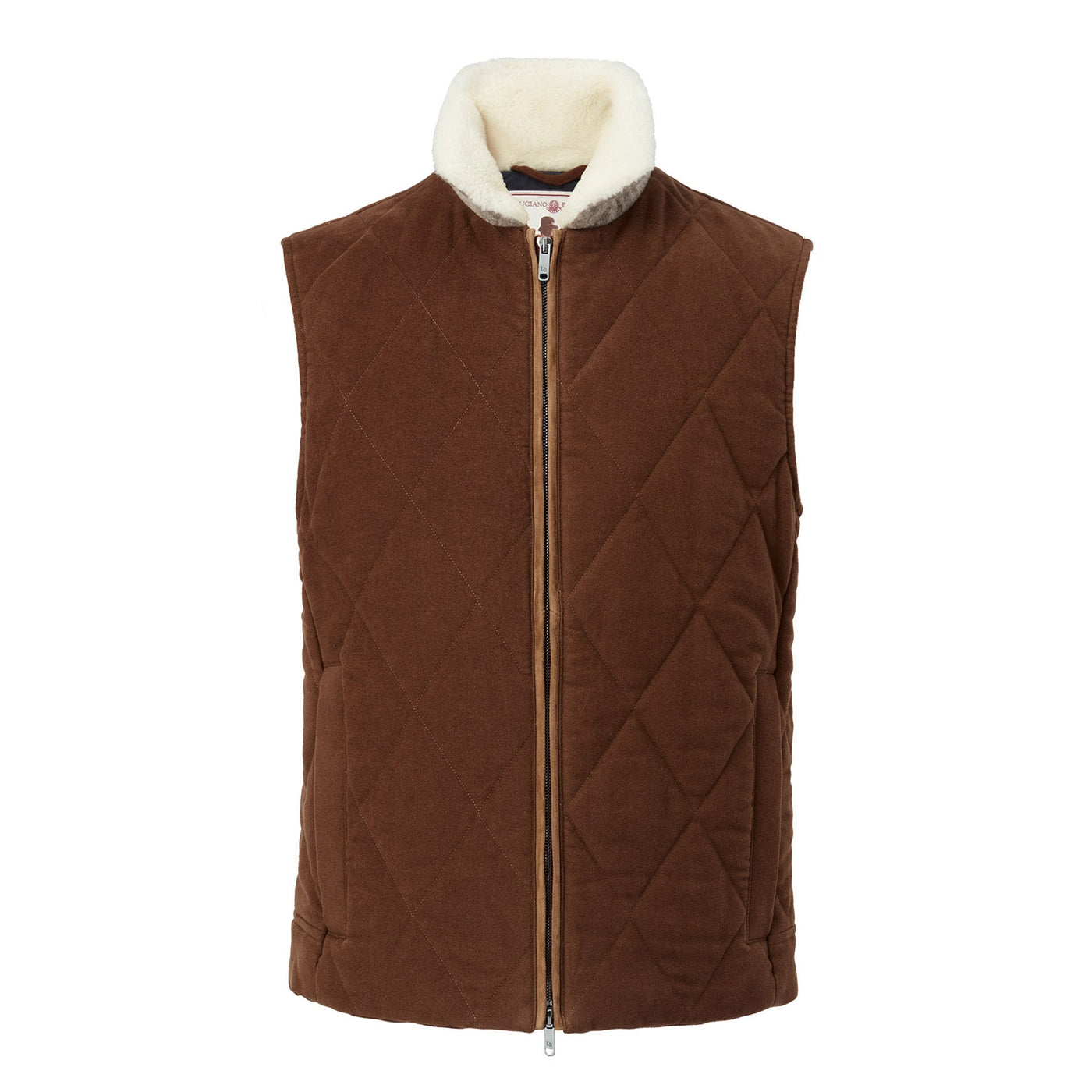 Italian Moleskin Quilted Vest - Mocha