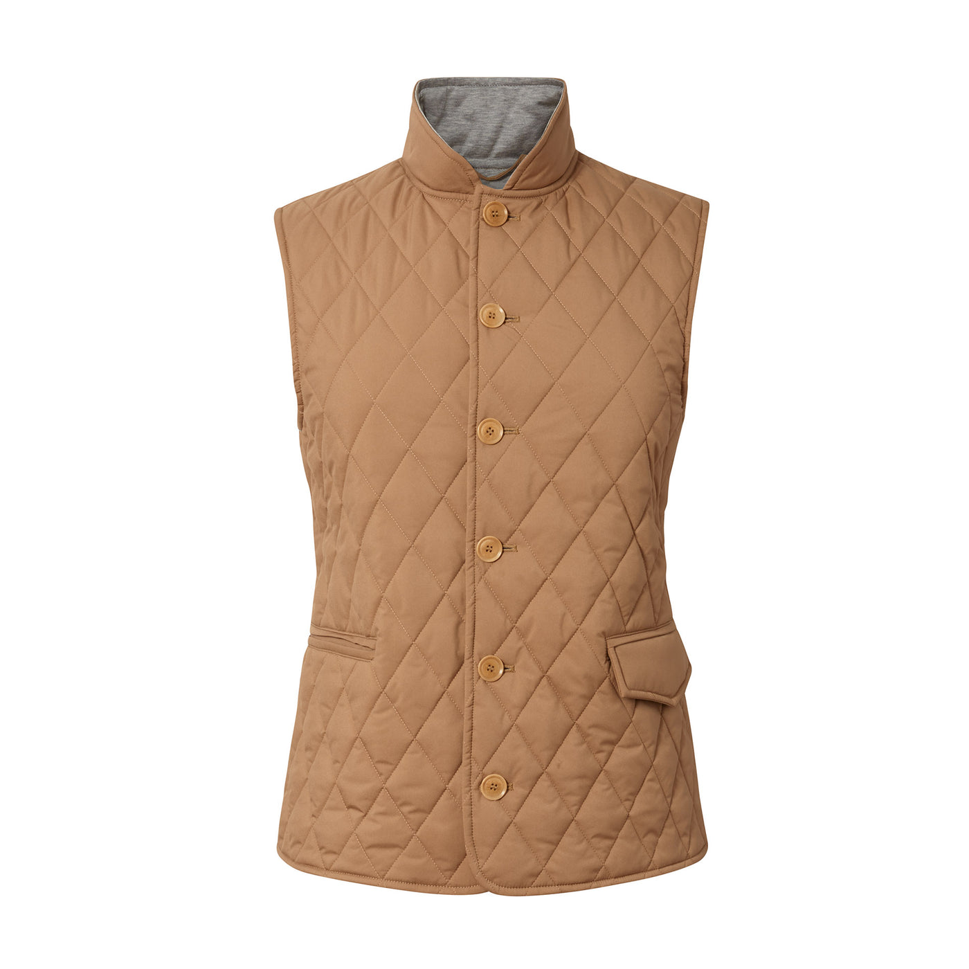 Women's Lightweight Nylon Quilted Vest - Caramel