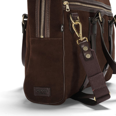 Suede Laptop Bag - Brown