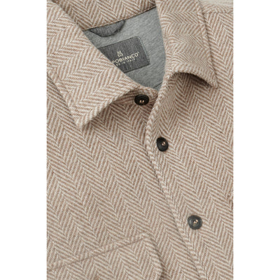 Soft Lambswool Herringbone Overshirt - Taupe