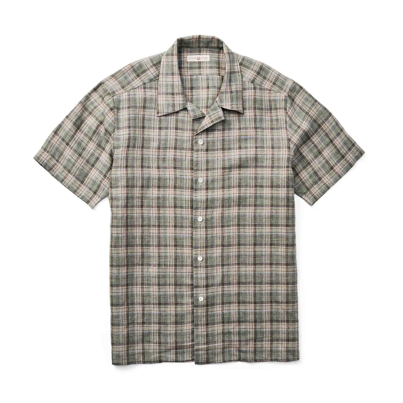Short Sleeve Linen Plaid Shirt
