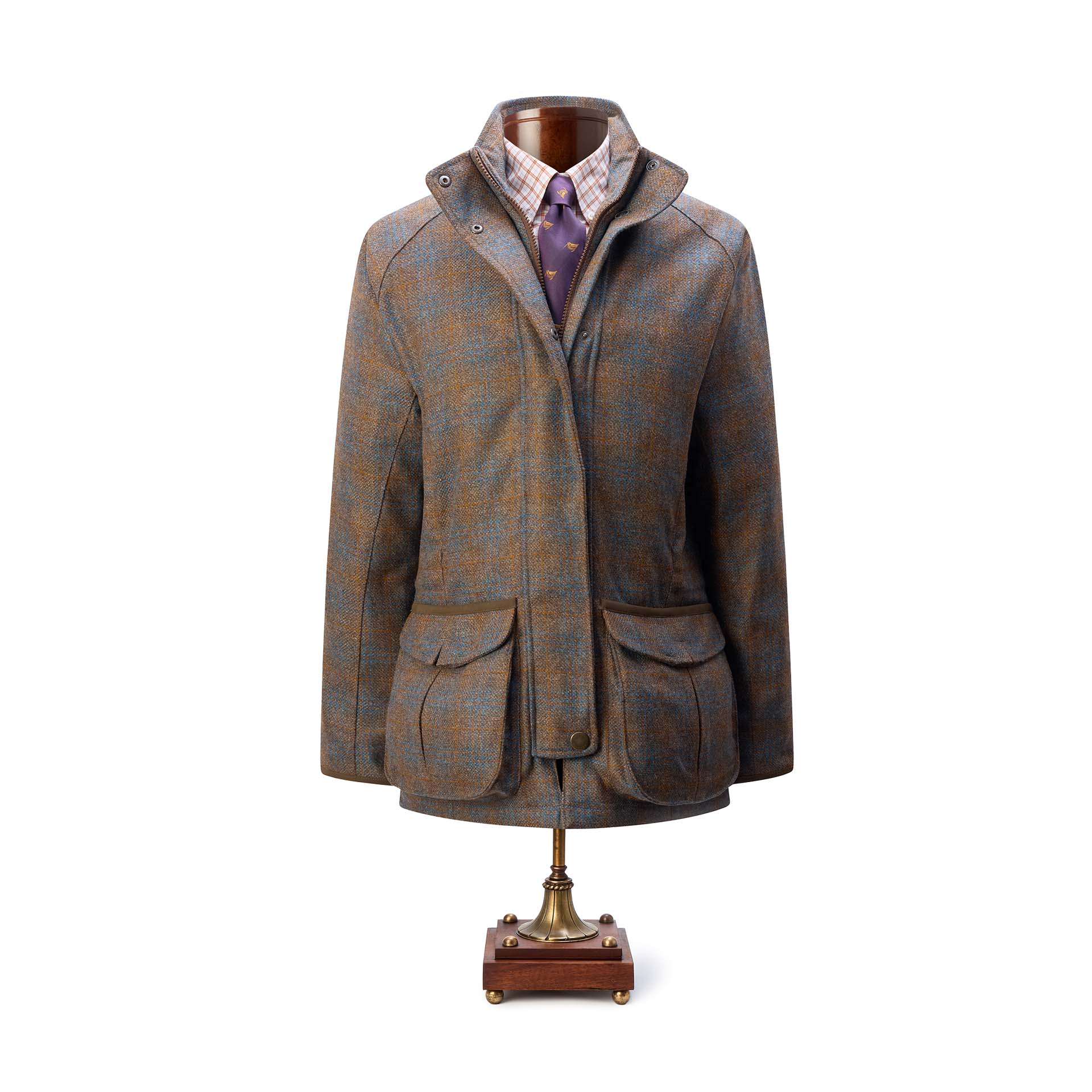 Women's St. James Tweed Coat - Brown & Celeste Check