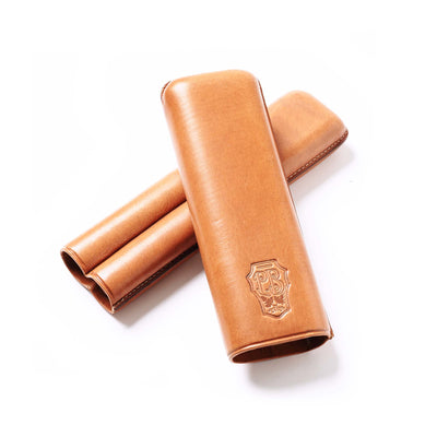 Double Cigar Leather Flask