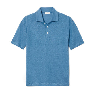 Polo Short Sleeves Linen Jersey - Blau