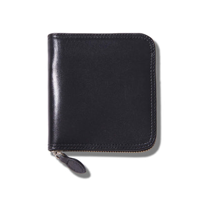 Slim Calf Leather Zip Wallet - Black