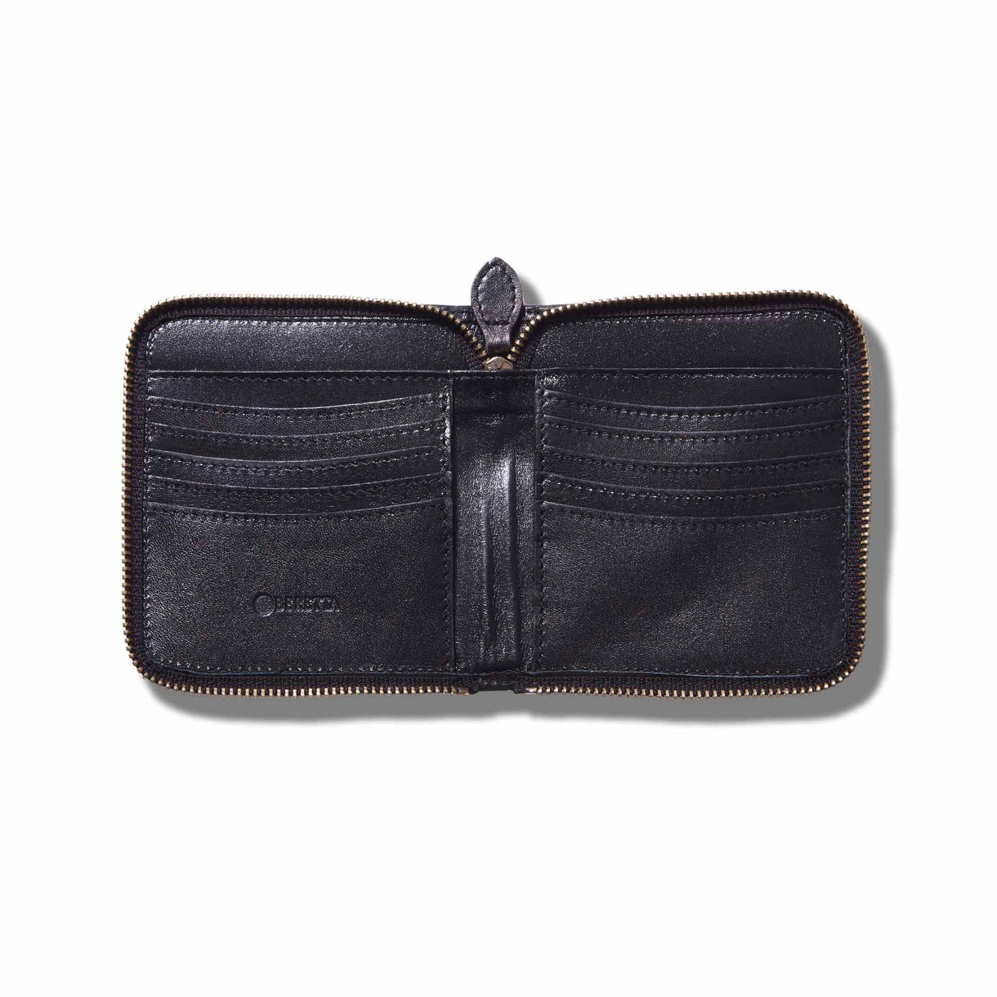 Slim Calf Leather Zip Wallet - Black