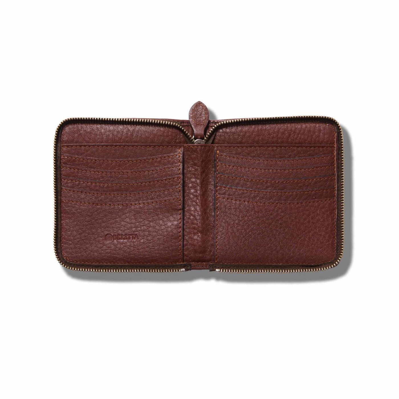 Slim Calf Leather Zip Wallet - Havana