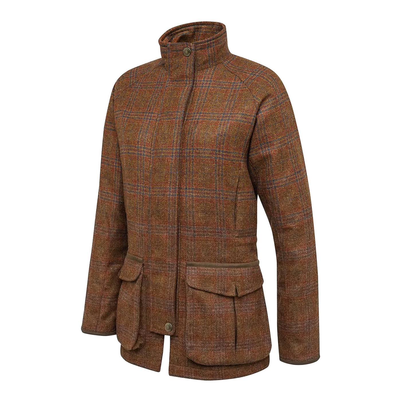 Women's St James Coat - Brown & Blue Check