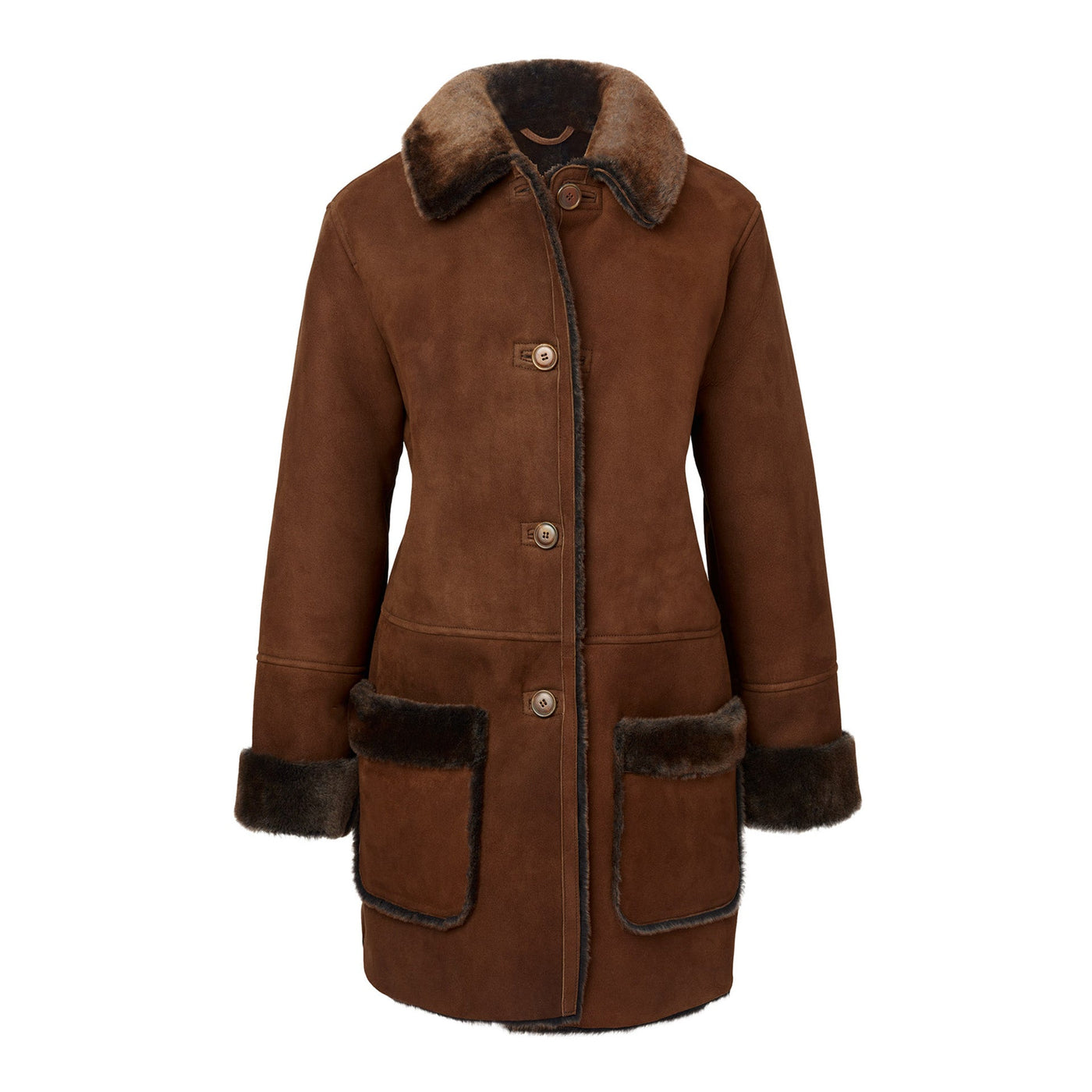 Women's Collector’s Suede & Shearling Coat - Brown