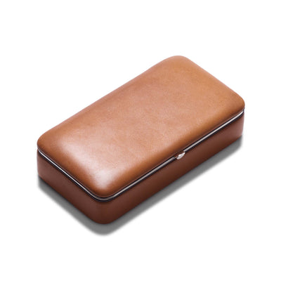 Smooth Leather Triple Cigar Travel Case