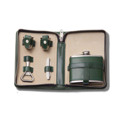 Smooth Leather Travel Cocktail Set - Green