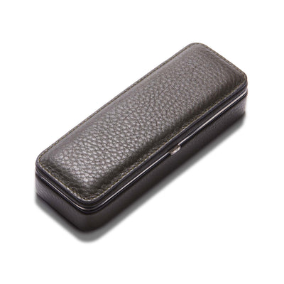Pebbled Leather Double Cigar Travel Case - Olive