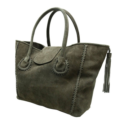 Best Friend Shopper Goat Leather Bag - Urban Green