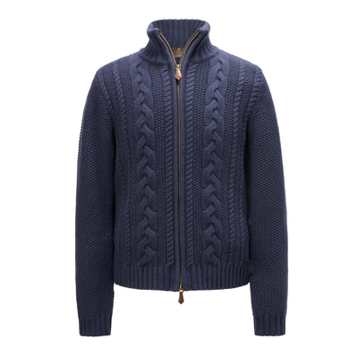 Davide Full Zip Cardigan - Navy