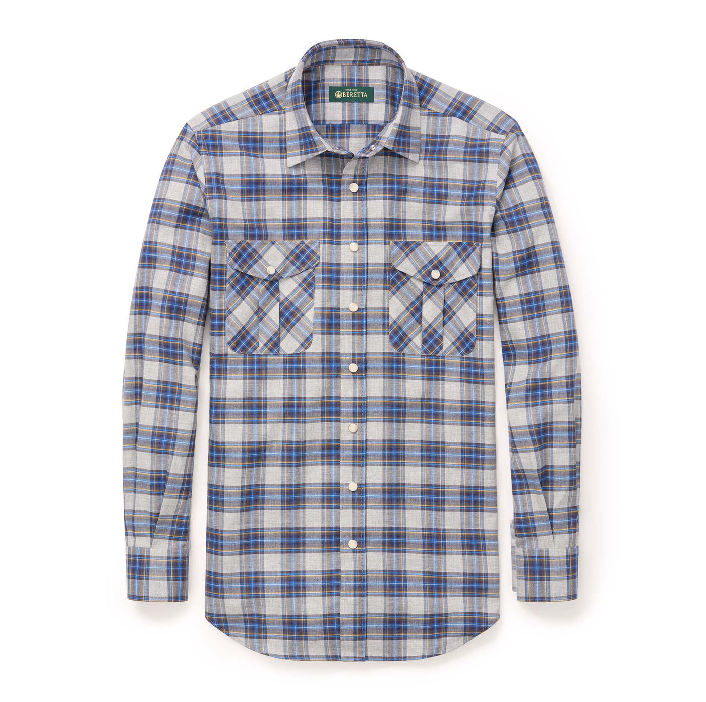 Flannel Luc Due Western Dress Shirt - Gray Multi Check