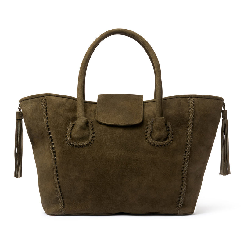 Best Friend Shopper Goat Leather Bag - Urban Green
