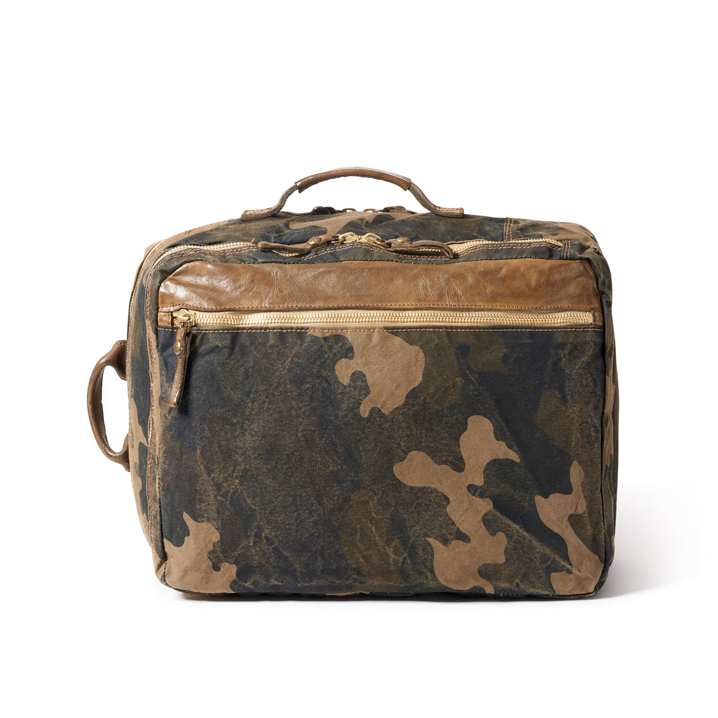 Canvas & Leather Laptop Backpack - Camoflauge
