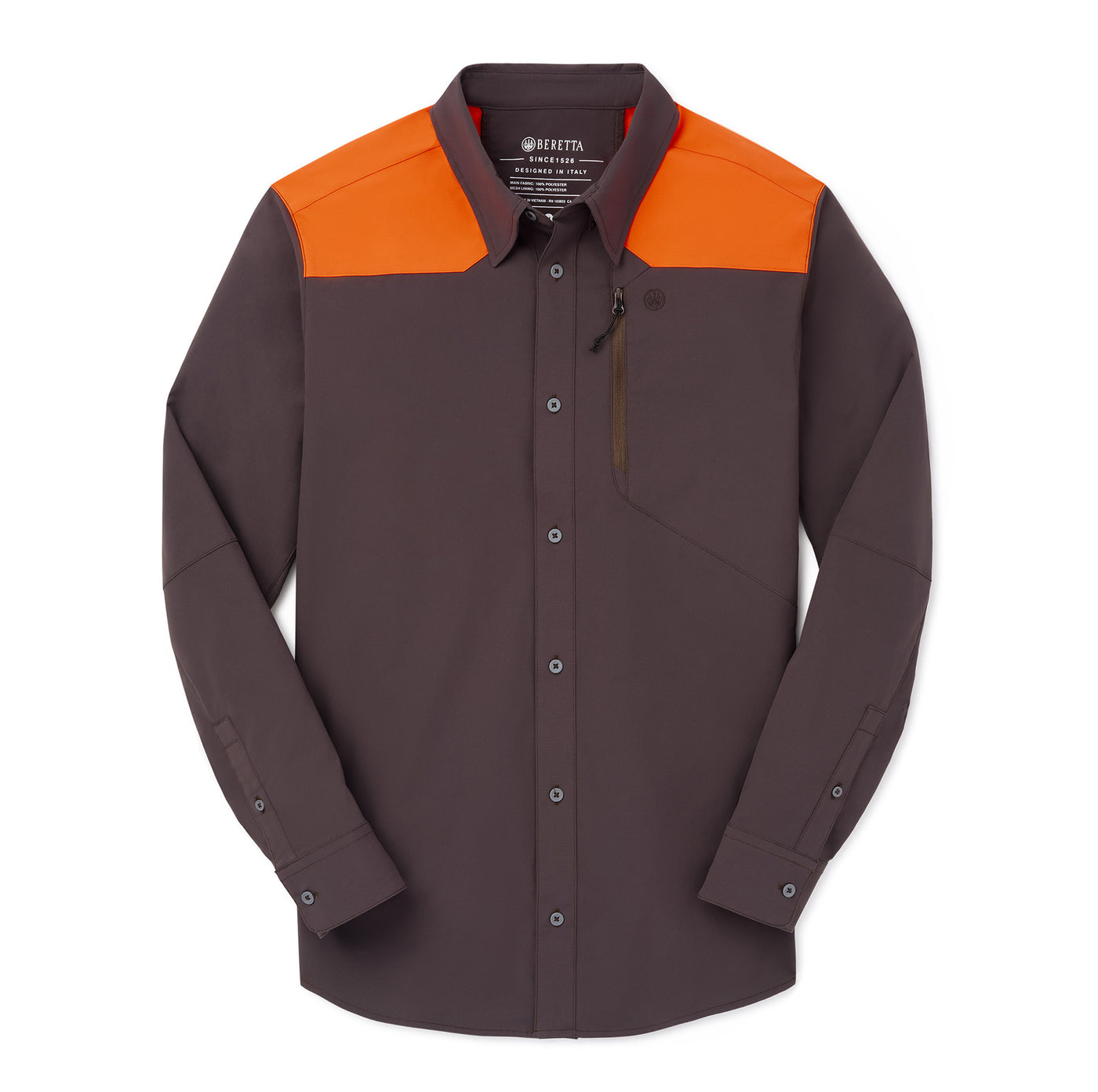 Beretta Ozark Tech Shirt - Brown Bark & Orange