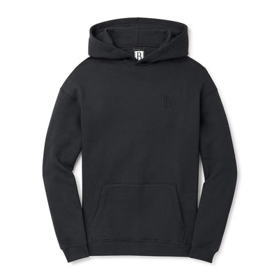 A black hoodie with the 'Big B' logo on the chest, a front kangaroo pocket, and a hood without drawstrings.