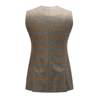 Women's St. James Tweed Vest - Brown & Celeste Check