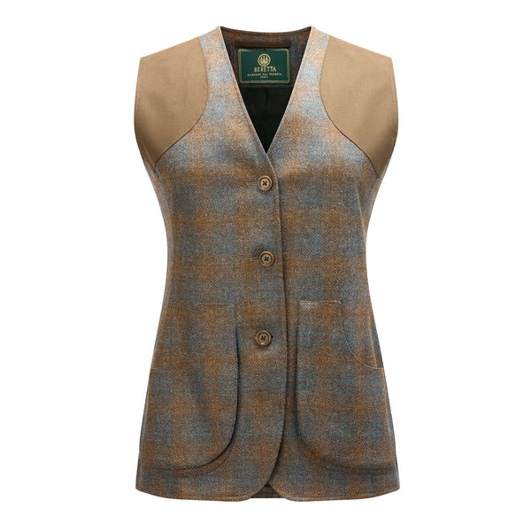 Women's St. James Tweed Vest - Brown & Celeste Check