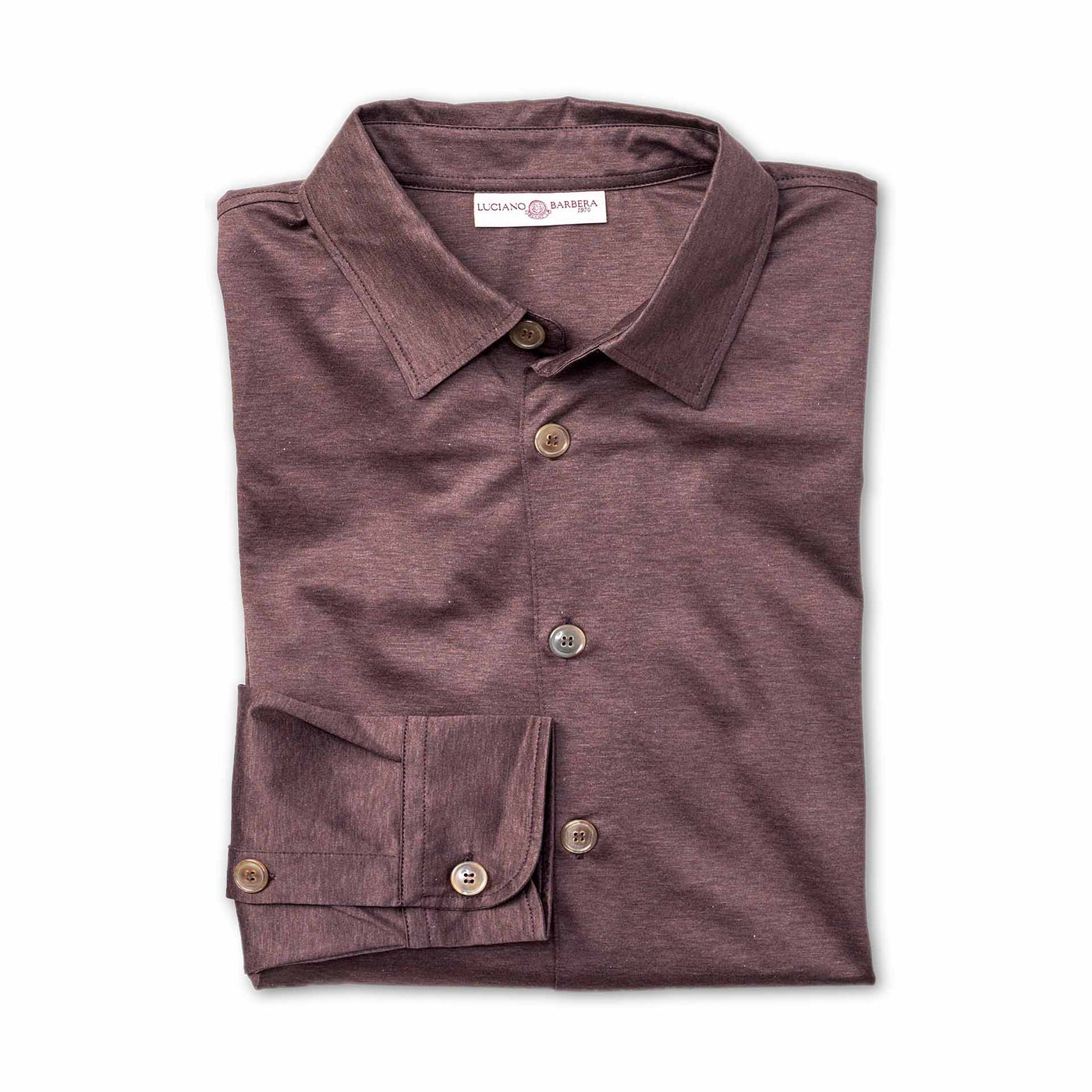 Heathered Long Sleeve Polo Shirt | Luciano Barbera tan
