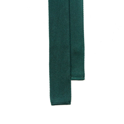 Green silk knit tie