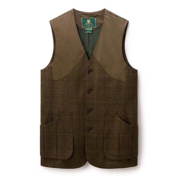 St. James Tweed Vest - Green & Rust Check