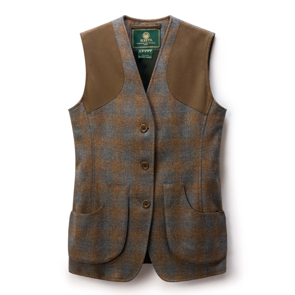 Beretta Womens St James Tweed Vest in Brown Celeste Check