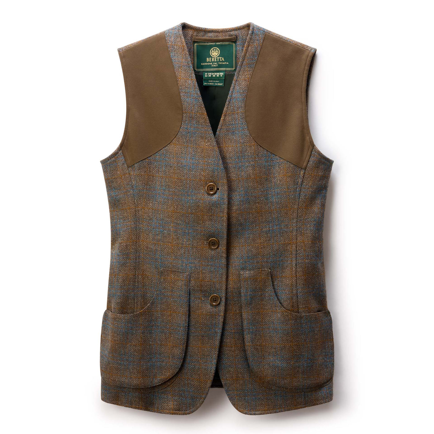 Beretta Womens St James Tweed Vest in Brown Celeste Check