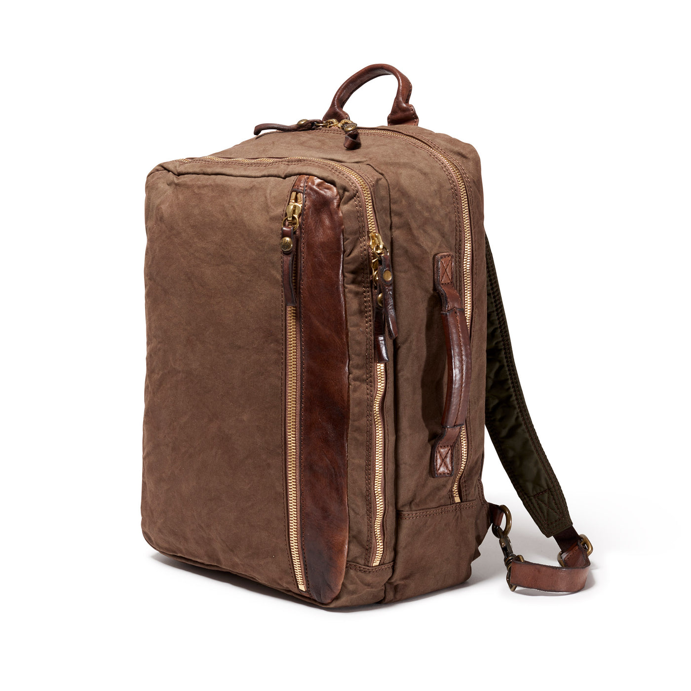 Canvas & Leather Backpack - Dark Brown