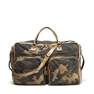 Canvas & Leather Travel Bag - Camoflauge