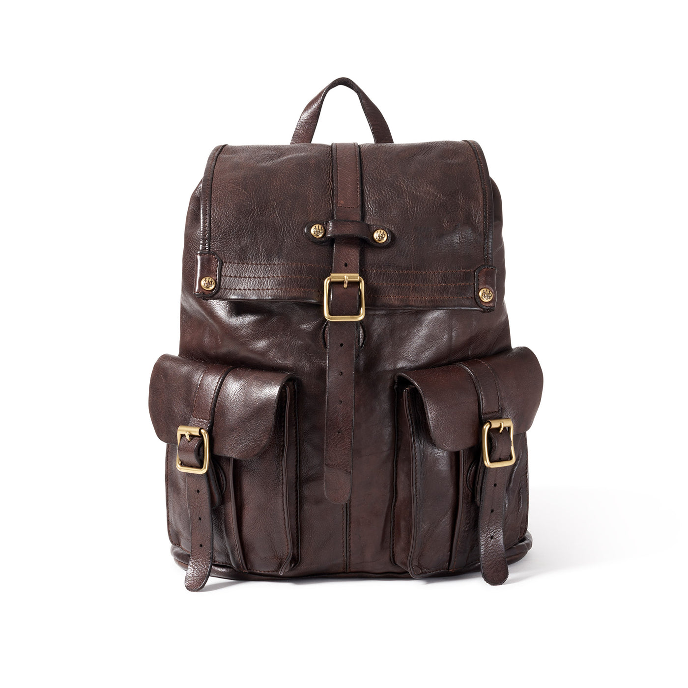 Washed Leather Backpack - Dark Brown