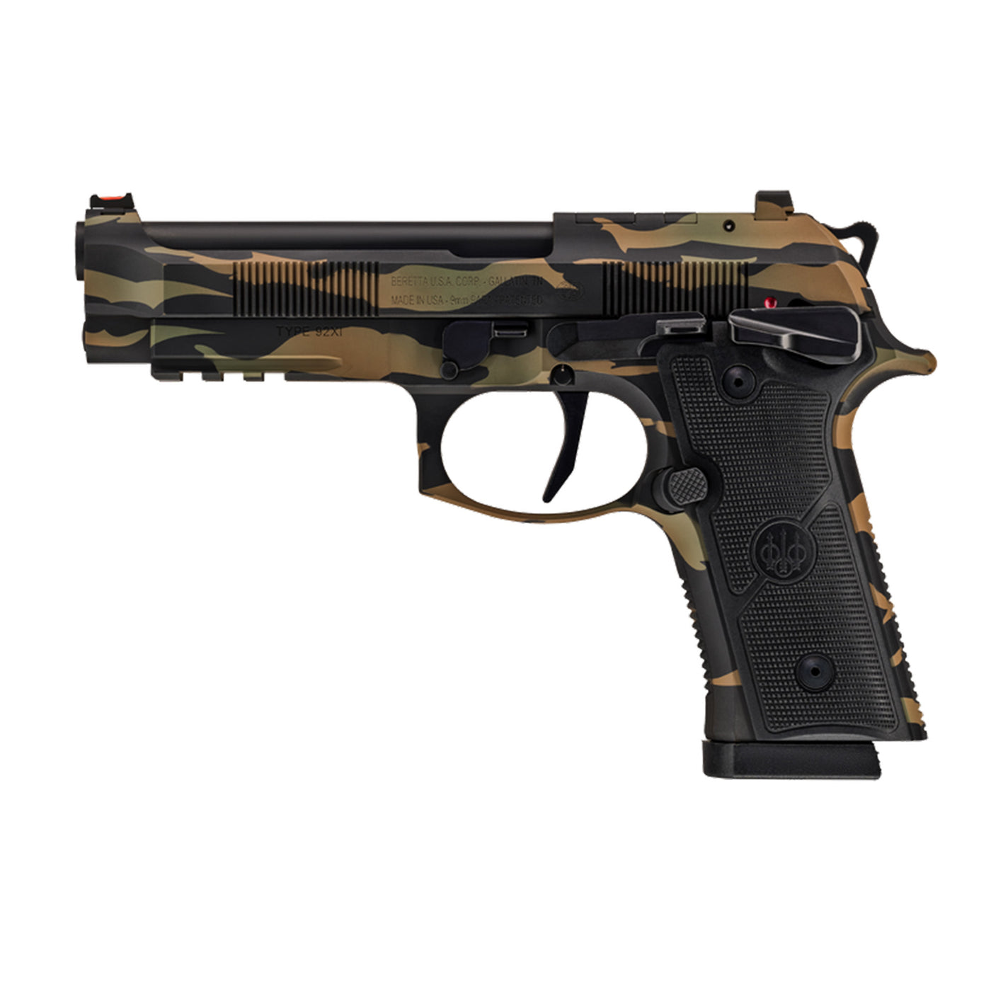 Camouflage handgun on a white background