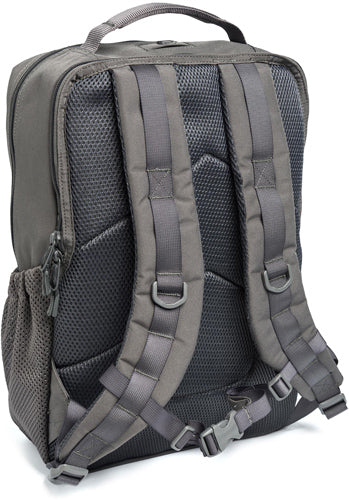 Beretta tactical daypack in gray color with molle system, featuring a carrying handle, shoulder straps, front pockets, and side mesh pockets.