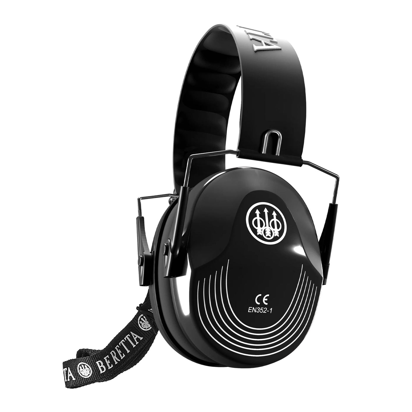 Black Beretta hearing protection headset on a white background