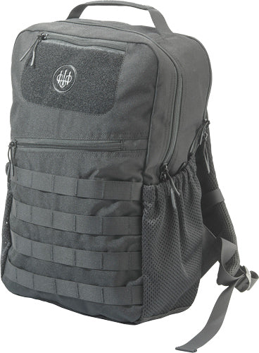 Wolf Grey Beretta tactical daypack featuring a 17 L capacity, external MOLLE webbing, front zip pockets, side mesh pockets, carrying handle, padded shoulder straps, and internal laptop compartment.