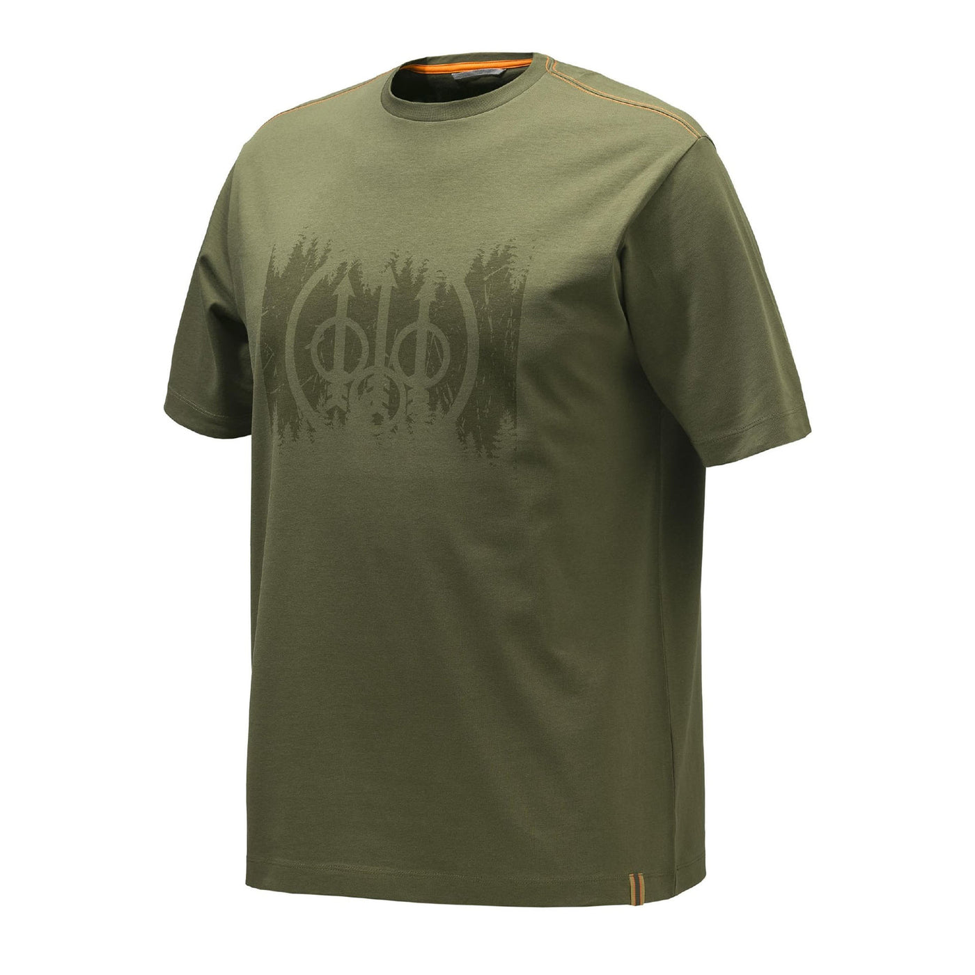 Green t-shirt with a logo on a white background