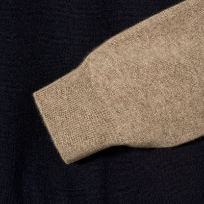 Color Block Cashmere Sweater - Navy Pebble