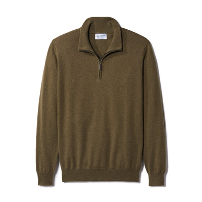 Cashmere Quarter Zip Sweater - Dark Olive