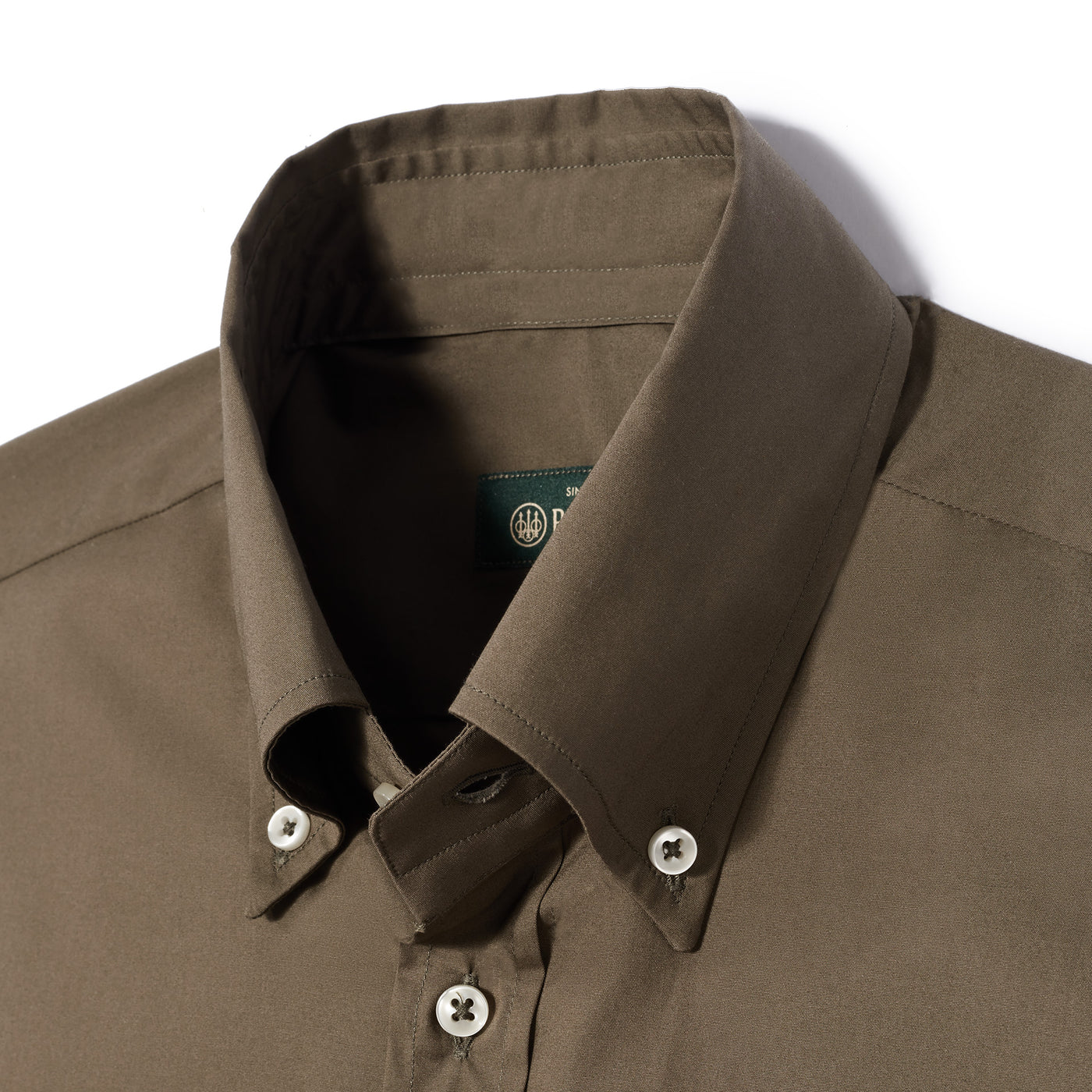 Solid Cotton Twill Luc Due Shirt - Olive