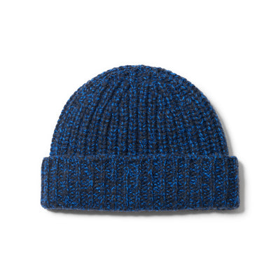 Cashmere Ribbed Beanie in navy blue