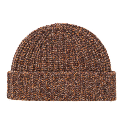 Cashmere Ribbed Beanie - Dark Russet Marl