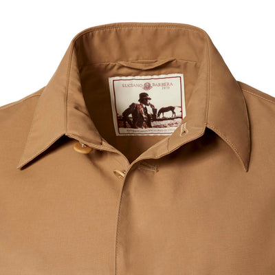 Lightweight Italian Cotton-Nylon Trucker Jacket Hazelnut