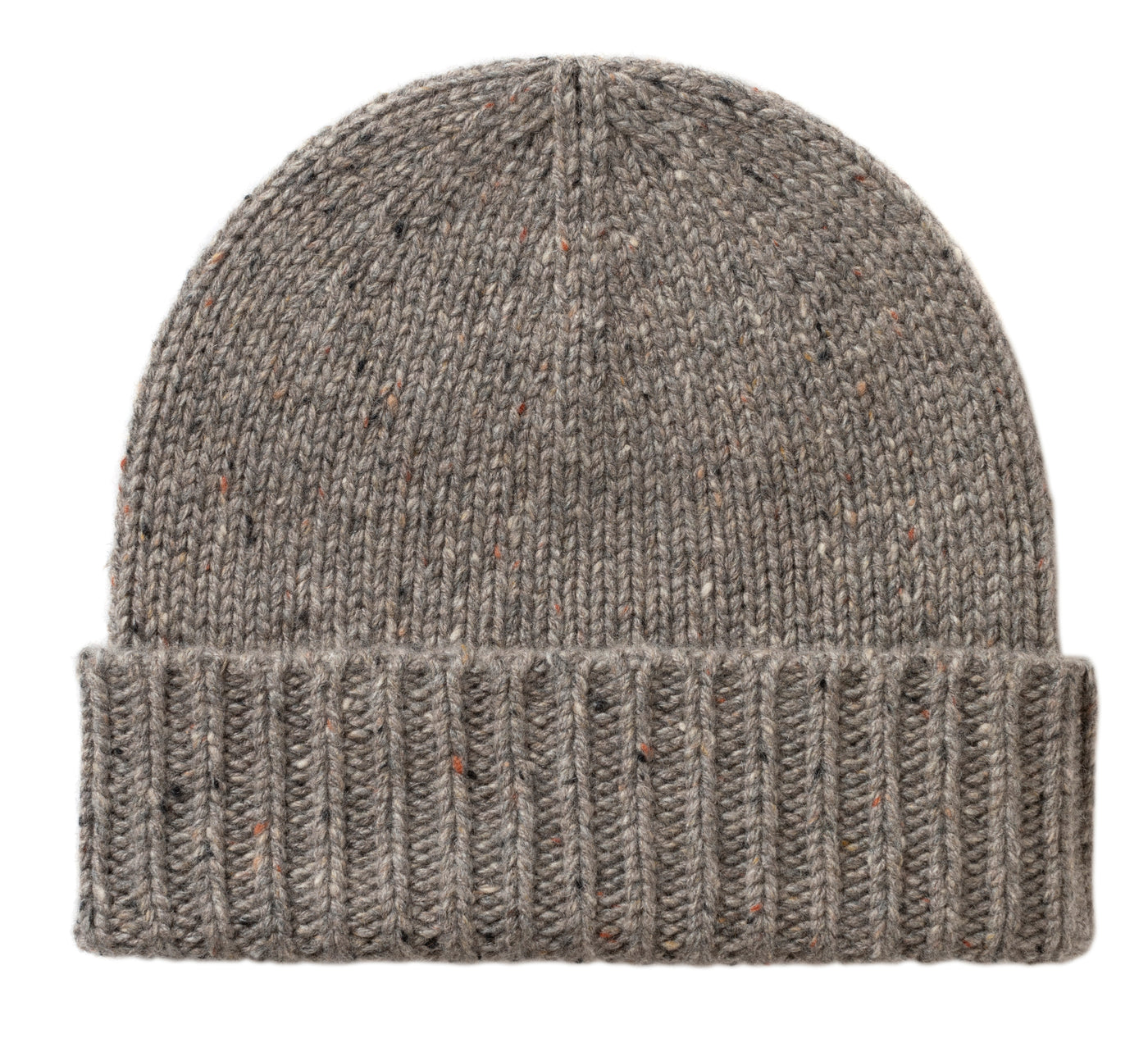 Gray knit beanie on a white background
